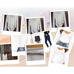 White Long-Sleeve Scoop Neck Bodysuit For Women Stretchy Fabric Comfortable Fit